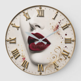 Luxury Red Lips Glamorous Beauty Art Modern Stor Klocka