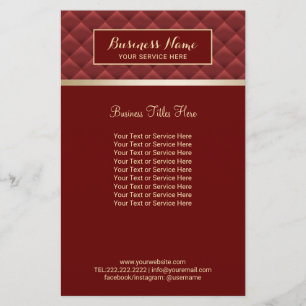 Luxury Red Quilted Modern Guld Beauty Salon Spa Flygblad