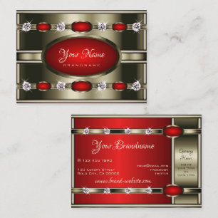 Luxury Red Shimmery Metall Optics med Rhinestones Visitkort