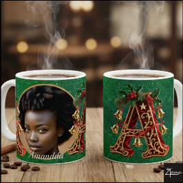 Luxury Red Velvet Gold Christmas Letter A Kaffemugg