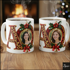 Luxury Red Velvet Gold Christmas Letter A Kaffemugg