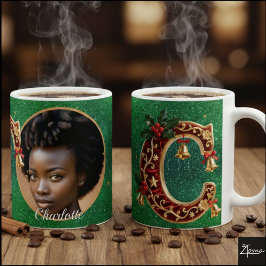 Luxury Red Velvet Gold Christmas Letter C Kaffemugg