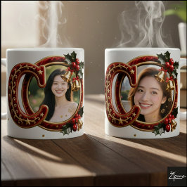 Luxury Red Velvet Gold Christmas Letter c Kaffemugg