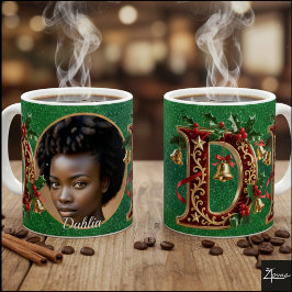 Luxury Red Velvet Gold Christmas Letter D Kaffemugg