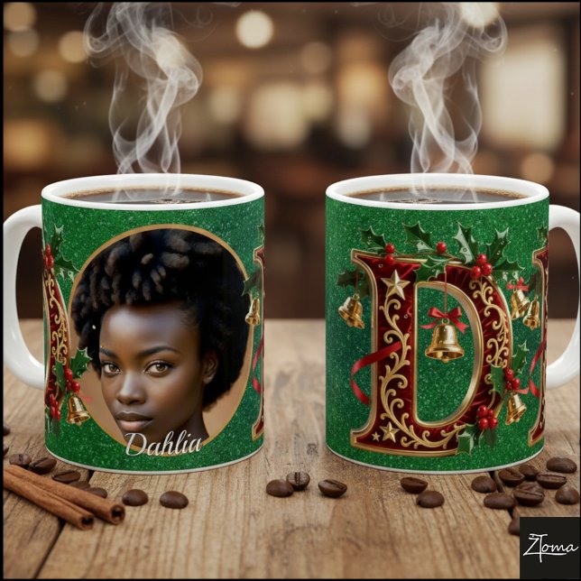 Luxury Red Velvet Gold Christmas Letter D Kaffemugg (Skapare uppladdad)