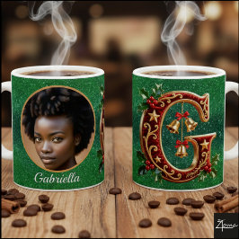 Luxury Red Velvet Gold Christmas Letter G Kaffemugg