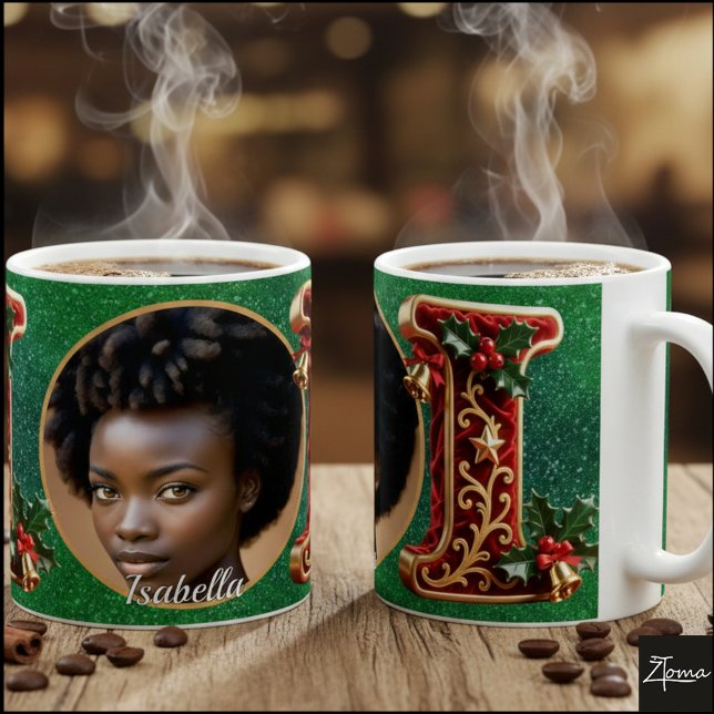 Luxury Red Velvet Gold Christmas Letter I Kaffemugg (Skapare uppladdad)
