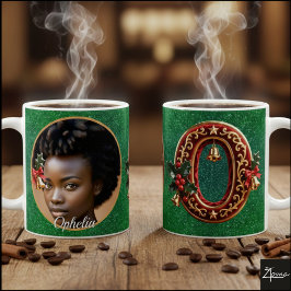 Luxury Red Velvet Gold Christmas Letter O Kaffemugg