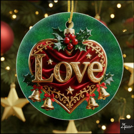 Luxury Red Velvet Gold Christmas (love) Julgransprydnad Keramik