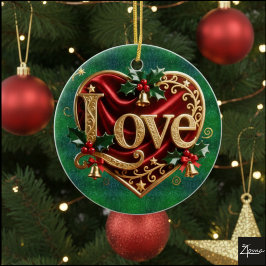 Luxury Red Velvet Gold Christmas (love) Julgransprydnad Keramik