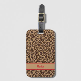 Luxury Red with Leopard Print Bagagebricka