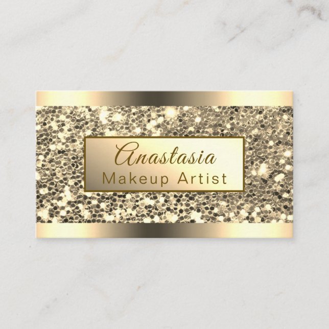 Luxury Ro Guld Chunky Glitter Makeup Artist Visitkort (Framsida)