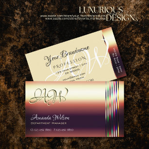 Luxury Ro Guld Colorful Shimmer Rand Monogram Visitkort