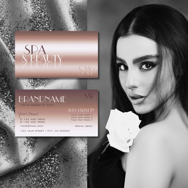 Luxury Ro Guld Coola Spegel Brev med Monogram Visitkort (Skapare uppladdad)