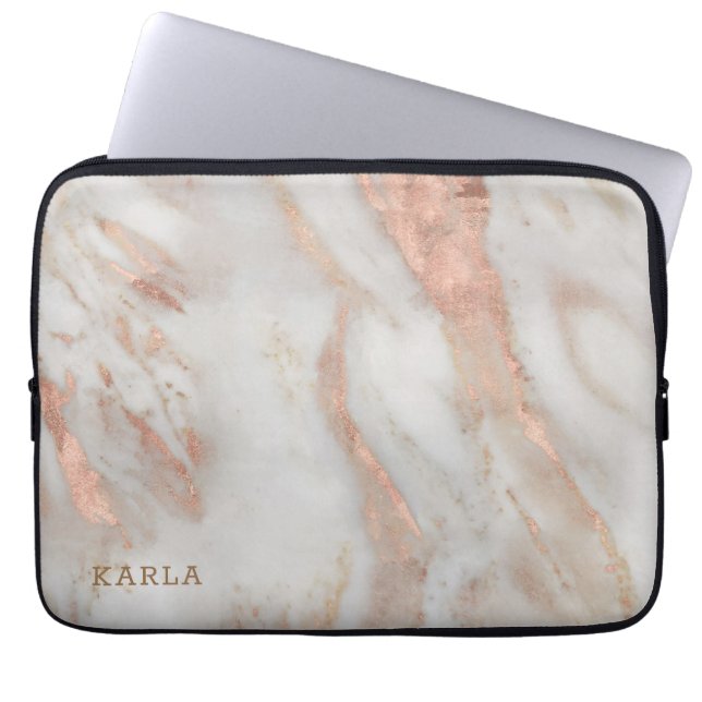 Luxury ro-guld faux marble struktur laptop fodral (Framsidan)