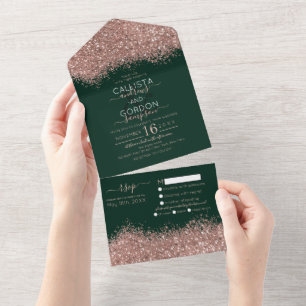Luxury Ro Guld Grönt Glitter Confetti Bröllop Al A