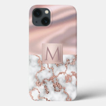 Luxury Ro Guld Marble Shimmer Foil Monogram