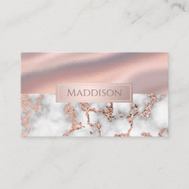 Luxury Ro Guld Marble Shimmer Foil Monogram Visitkort