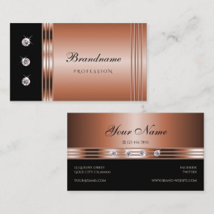 Luxury Ro Guld och Black med mousserande diamanter Visitkort