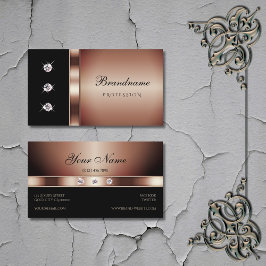 Luxury Ro Guld och Black med Shimmery Diamonds Visitkort