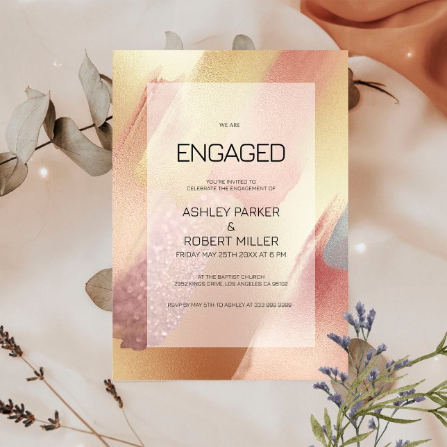 Luxury Ro-Guld och Grått-penseldrag Inbjudningar (Skapare uppladdad)