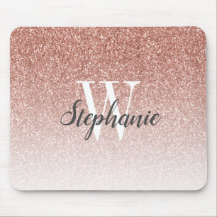 Luxury Ro Guld Ombre Faux Glitter Monogram Musmatta