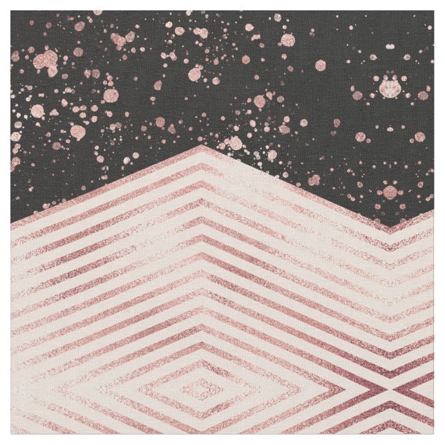 Luxury Ro Guld Rosa Black Chevron Paint Splatter Tyg (Närbild)