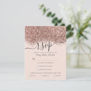 Luxury Ro Guld Rosa Glitter Confetti Bröllop OSA Kort