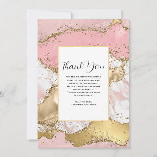Luxury Ro Guld Rosa Marble Design Bröllop Tack Kort