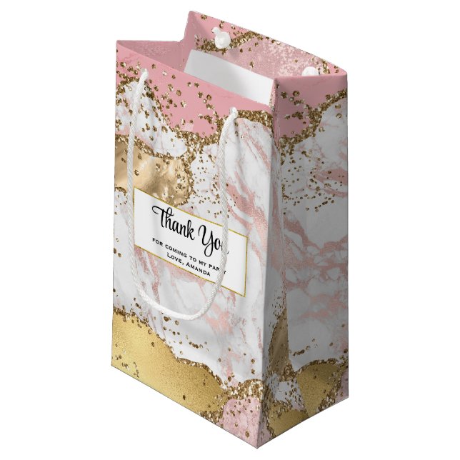 Luxury Ro Guld Rosa Marble Party Tack (Framsidan Vinklad)