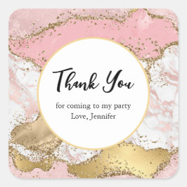 Luxury Ro Guld Rosa Marble Party Tack Fyrkantigt Klistermärke