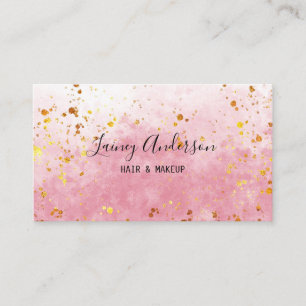 Luxury ro rosa vattencolor faux guld foil glitter visitkort