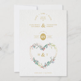 Luxury Romantic Botanic Blommigt Rosa Shades Heart Spara Datumet