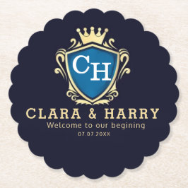 Luxury romantic champagne gold elegant monogrammed underlägg papper