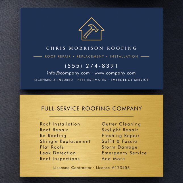 Luxury Roofing Roofer Company Business Card Visitkort (Skapare uppladdad)