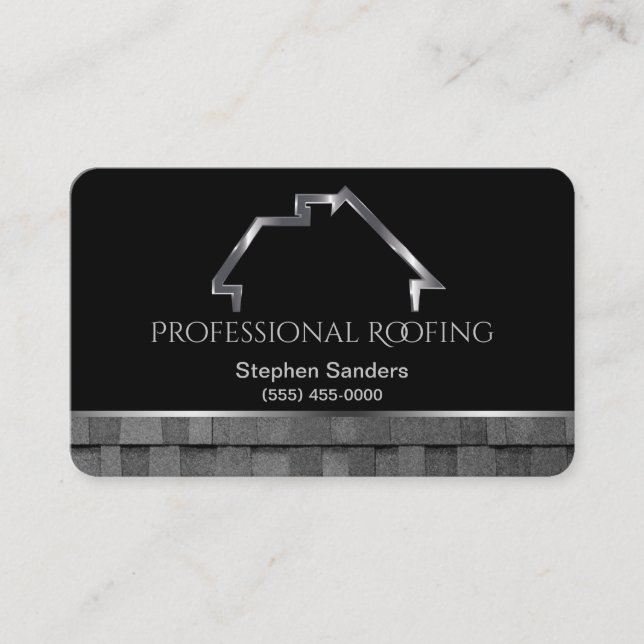 Luxury Roofing Shingles Construction Silver Black Visitkort (Framsida)