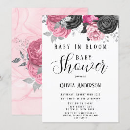 Luxury Rosa Black Baby i Bloom Baby Shower Invita Inbjudningar