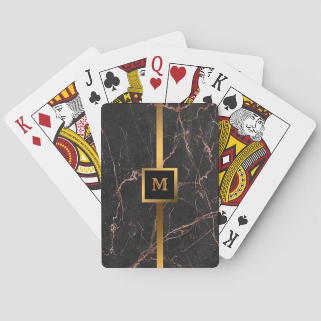 Luxury Rosa Black Marble Customize Casinokort (Baksidan)