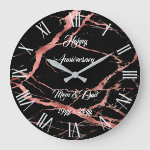 Luxury Rosa Black Marble Customize Stor Klocka