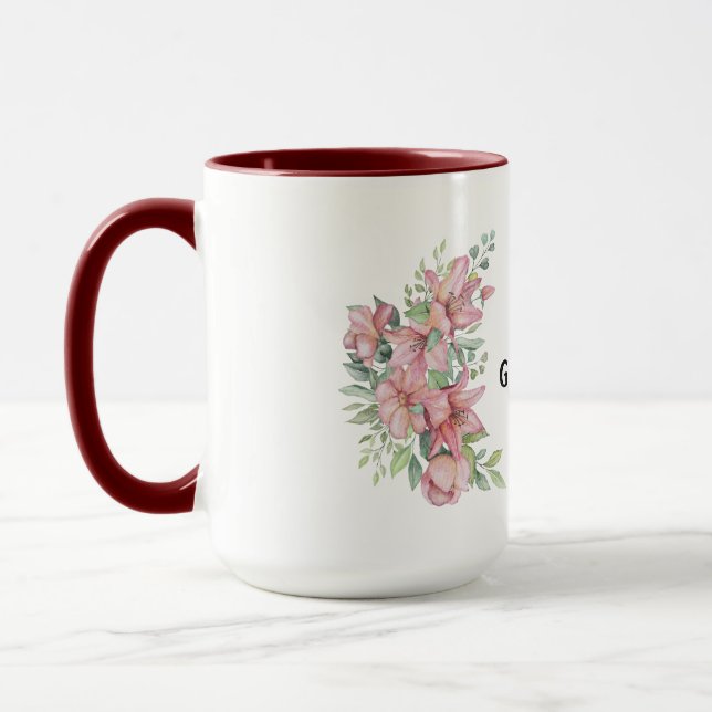 Luxury Rosa Blommigt WAN Best Mamma Aldrig Coffe M Mugg (Vänster)