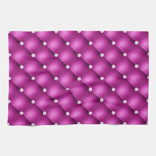 Luxury Rosa Diamond Tufted Mönster Kökshandduk (Horisontell)