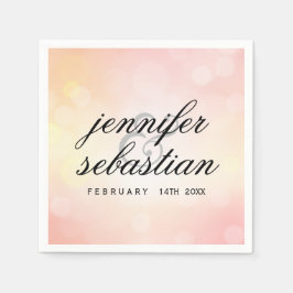 Luxury Rosa glitter bokeh BRÖLLOP MONOGRAM Pappersservett