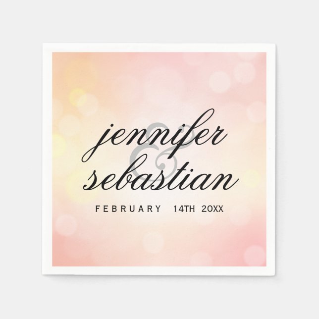 Luxury Rosa glitter bokeh BRÖLLOP MONOGRAM Pappersservett (Framsidan)