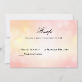 Luxury Rosa glitter Bokeh Light Bröllop Response Inbjudningar