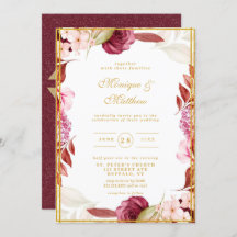 Luxury Rosa Guld Peony Glitter Typography Bröllop