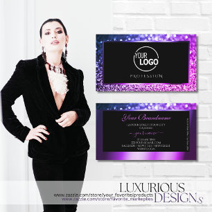 Luxury Rosa Lila Ombre Gnistra Glitter Add Logotyp Visitkort