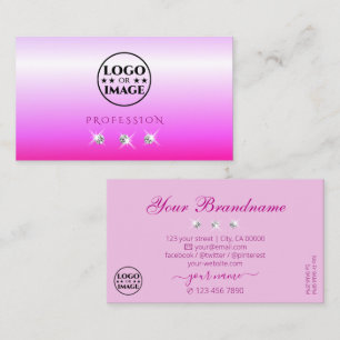 Luxury Rosa Ombre Sparkling Diamonds Add Logotyp L Visitkort