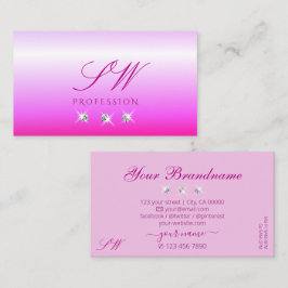 Luxury Rosa Ombre Sparkling Diamonds Monogram Luxe Visitkort