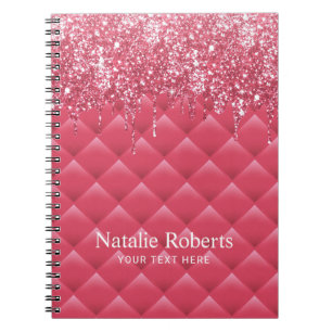 Luxury Rosa Quilted Modern Glitter Drips Girly Anteckningsbok