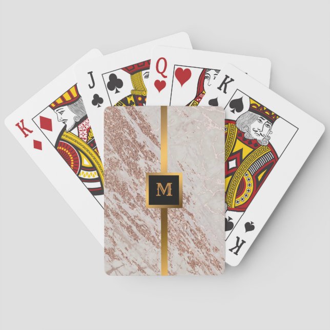 Luxury  Rosa ros Glitter Marble Customize Casinokort (Baksidan)